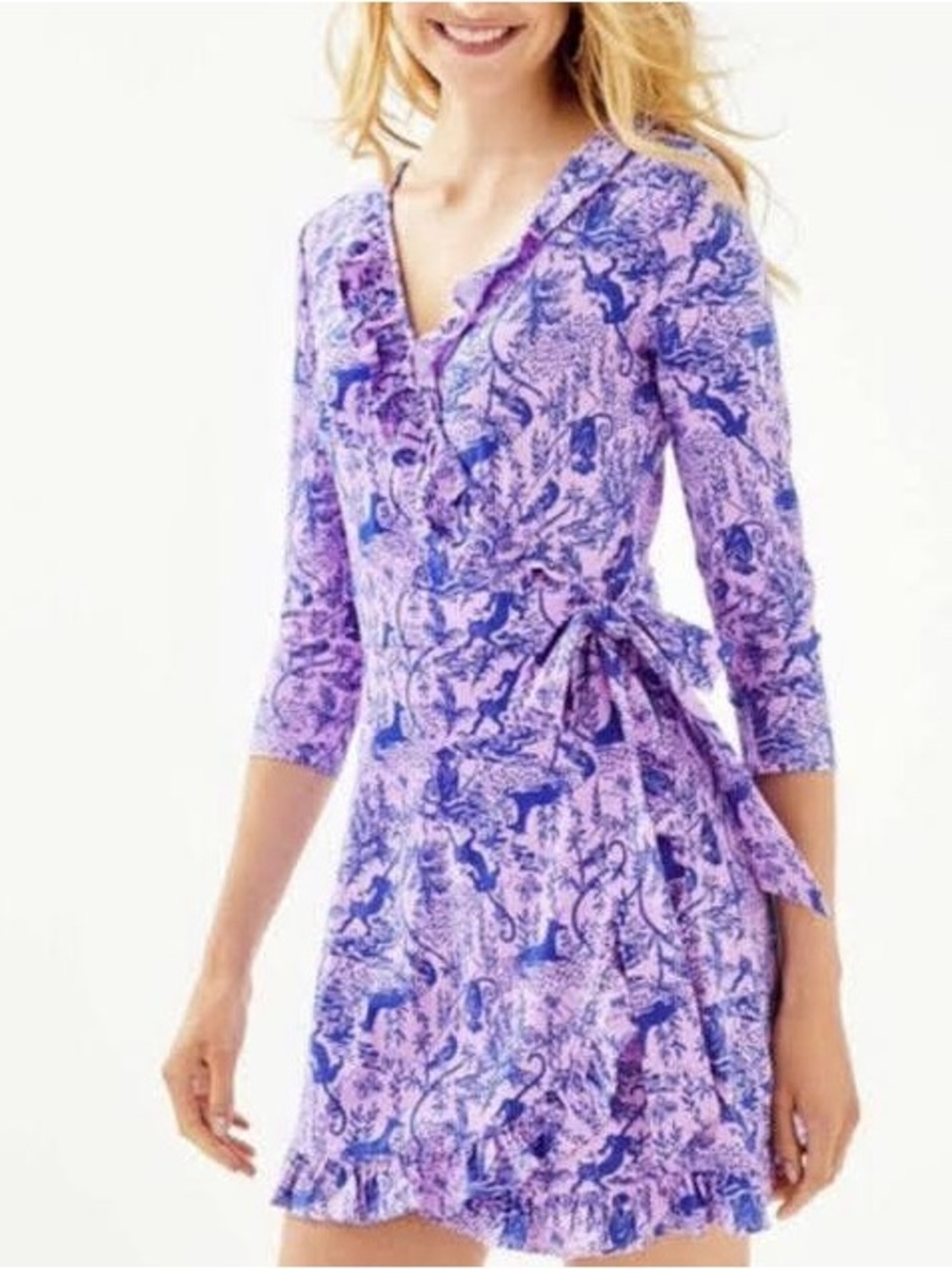 Lilly Pulitzer Lilac Freesia Safari As I Can See Jessalynne Wrap Romper XS